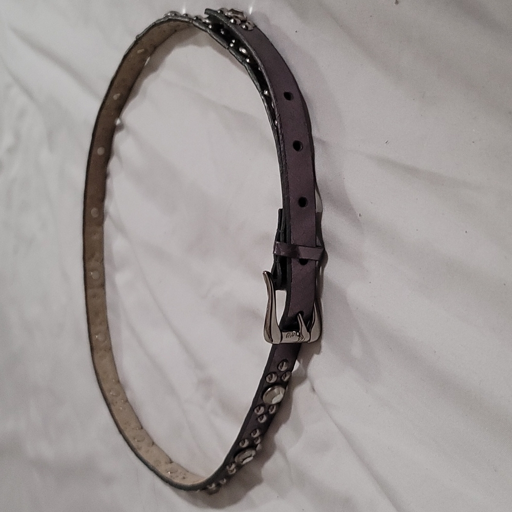 Guess Light Purple Rhinestone & Riveted Leather Belt Sz. M